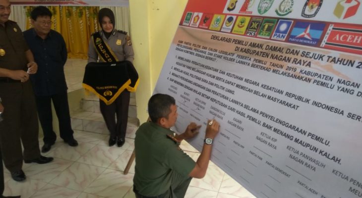 Forkopimda Nagan Raya Deklarasi Damai Dalam Pemilu Legislatif Dan Presiden 2019